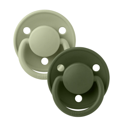 BIBS Набор пустышек De Lux Silicone 0-6 месяцев 2шт. - Sage/Hunter Green