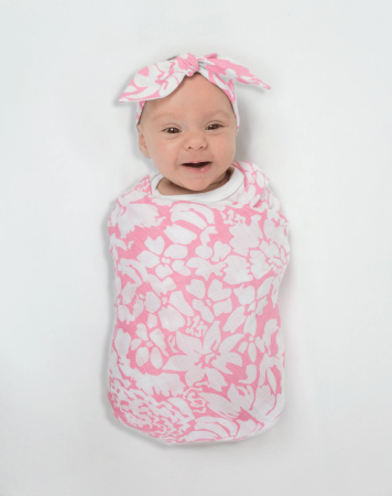 SwaddleDesigns Набор пеленок SwaddleDuo - Mama & Baby Chickies + Chevron, Pink