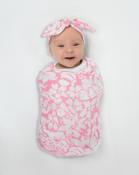 SwaddleDesigns Набор пеленок SwaddleDuo - Mama & Baby Chickies + Chevron, Pink