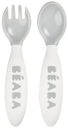 Beaba Эргономические вилка+ложка SET OF 2 2ND AGE FORK + - Grey