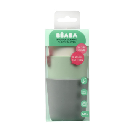 Beaba Набор из трех силиконовых стаканов LOT DE 3 VERRES SILICONE