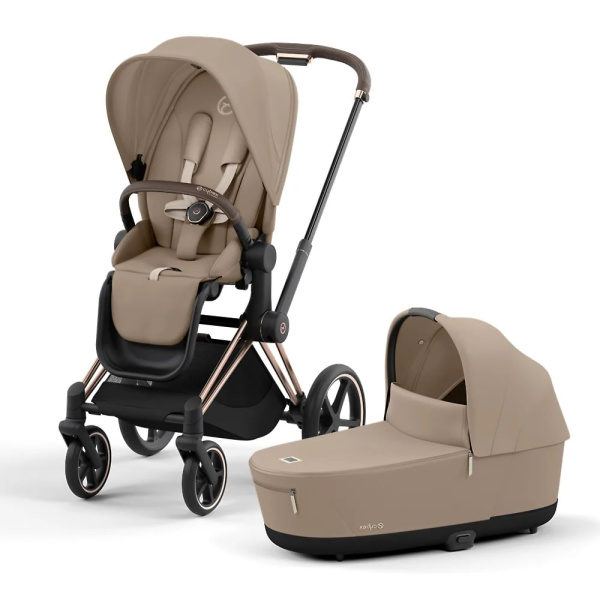 Cybex Детская коляска Priam IV Rosegold 2 в 1 Cozy Beige + спальный блок Lux Carry Cot