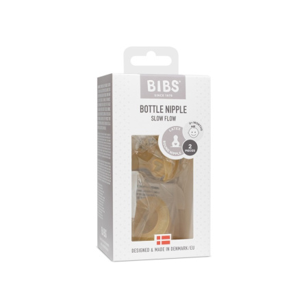 BIBS Bottle Nipple 2 PACK Latex - Соска для бутылочки медленный поток (2шт)