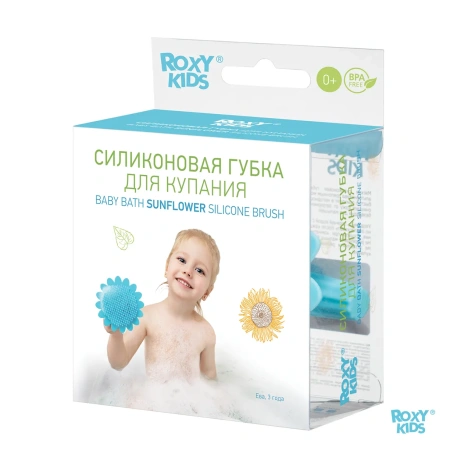 Roxy Kids Силиконовая антибактериальная губка Подсолнух для купания