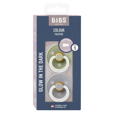 BIBS Набор пустышек Colour 0-6 месяцев 2шт. - Sage Glow/Cloud Glow