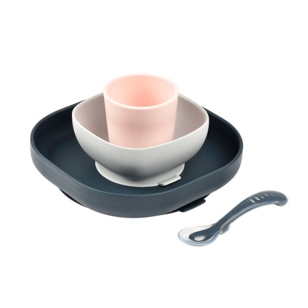 Beaba Набор посуды: 2 тарелки, стакан, ложка COFFRET REPAS SILICONE - NIGHT BLUE