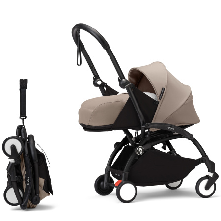 Stokke YOYO3 коляска универсальная 2в1 с мягкой люлькой Black/Taupe