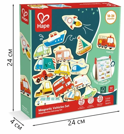 Hape Игровой набор магнитных фигурок "Транспорт", 30 предметов