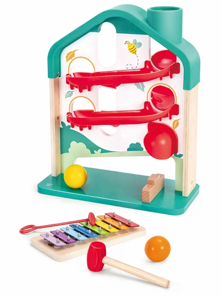 Hape Игрушка развивающая Горка для шариков в виде домика, с ксилофоном