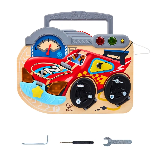 Hape Игрушка бизиборд "Цвета и формы" Маленький гонщик
