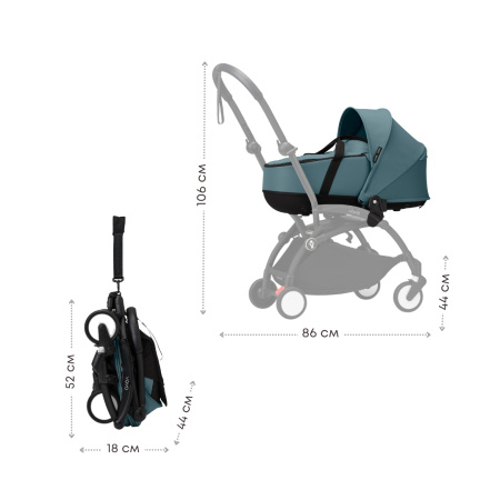 Stokke YOYO³ с чёрной рамой и бирюзовым текстилем Aqua