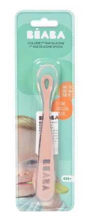 Beaba Эргономическая ложка 1ST AGE SILICONE SPOON - OLD PINK