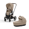 Cybex Детская коляска Priam IV Chrome Brown 2 в 1 Cozy Beige + спальный блок Lux Carry Cot