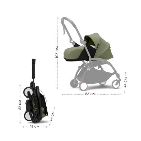 Stokke YOYO³ 2 в 1 White/Olive с мягкой люлькой для новорождённого