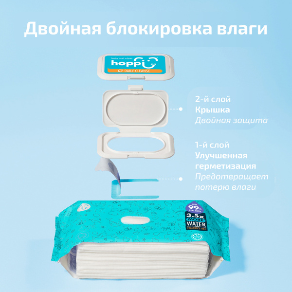 Hoppi Влажные салфетки 99% Water Wipes 20 шт