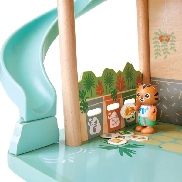 Hape Игровой набор Мини-дом: Веселая семья тигров Майло и Мелоди, 11 предметов