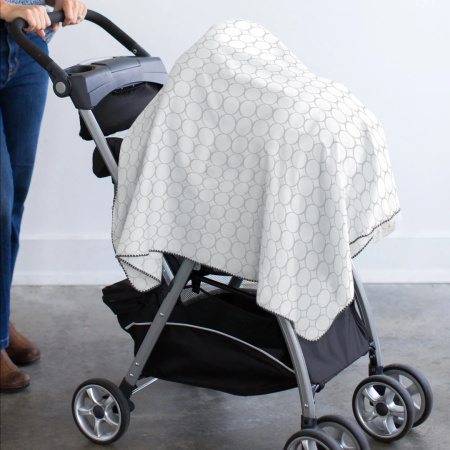SwaddleDesigns Фланелевая пеленка для новорожденного - Sterling Mod Circles on White with Black T.