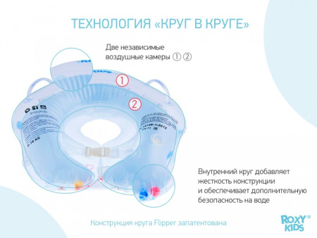 Roxy Kids Надувной круг на шею для купания малышей Flipper музыкальный Лебединое озеро 0+