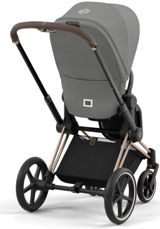 Cybex Детская коляска Priam IV Chrome Brown 2 в 1 Mirage Grey + спальный блок Lux Carry Cot
