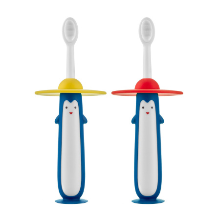 Roxy Kids Зубная щетка Penguin с ограничителем (2 шт) - Желтый/красный