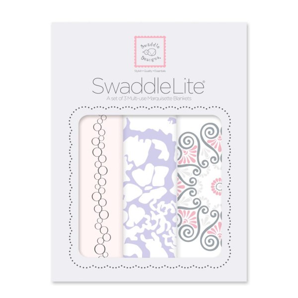 SwaddleDesigns Набор пеленок маркизет SwaddleLite - Lovely Lavender & Soft Pink