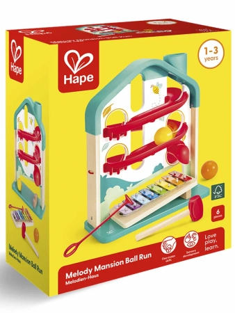 Hape Игрушка развивающая Горка для шариков в виде домика, с ксилофоном