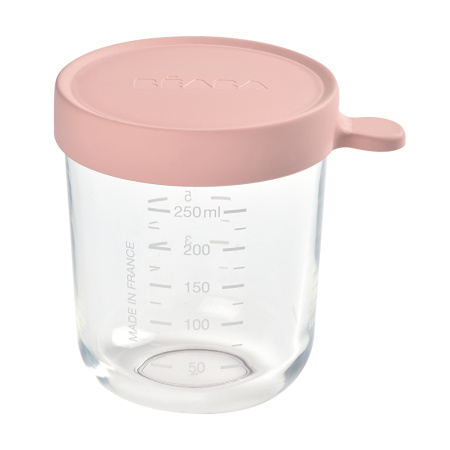 Beaba Контейнер стеклянный, с крышкой, 250мл, для хранения продуктов PORTION VERRE - OLD PINK