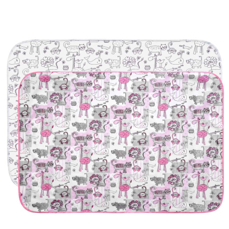 Roxy Kids Клеенка наматрасник с резинками ZOO 70х100 (2 шт) - Белый и серо-розовый