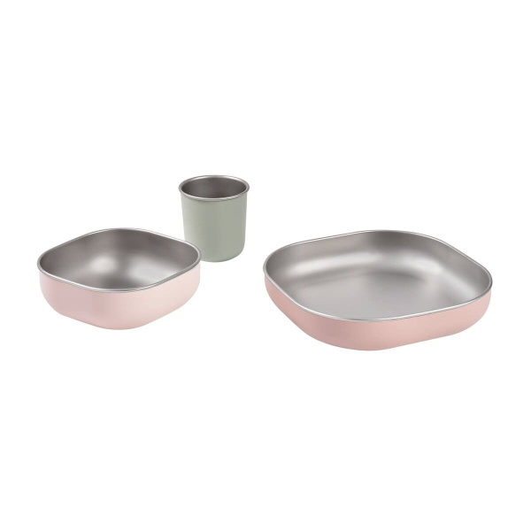 Beaba Stainless Meal Set Coton Candy — набор детской посуды из нержавеющей стали