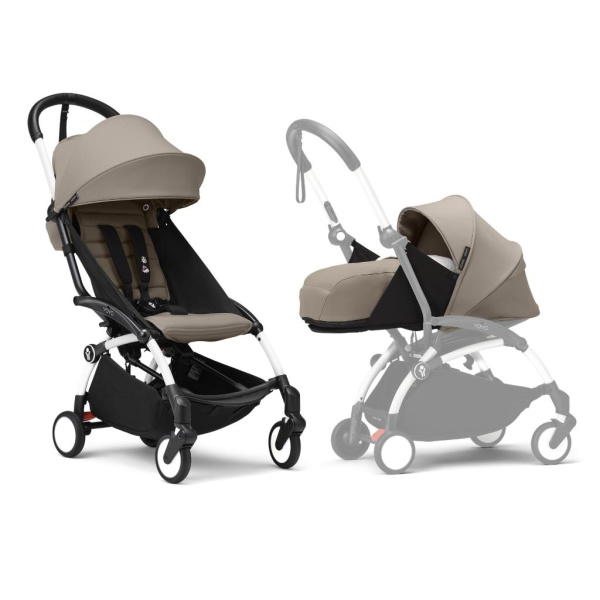 Stokke YOYO3 коляска универсальная 2в1 с мягкой люлькой White/Taupe