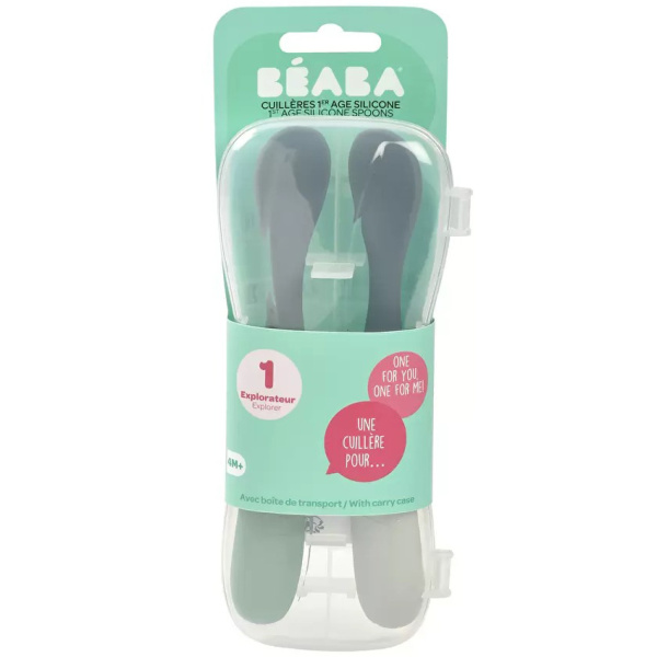 Beaba Набор из 2 силиконовых ложек в футляре LOT 2 CUILLERES SIL 1AGE BI-T