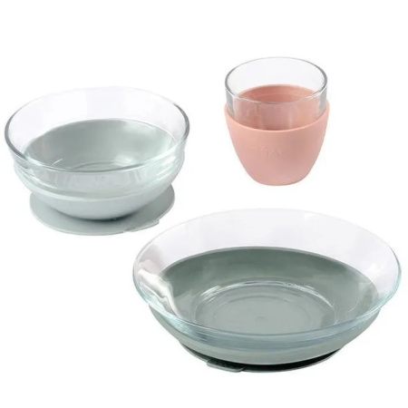 Beaba Набор стеклянной посуды для детей COFFRET REPAS VERRE - EUCALYPTUS