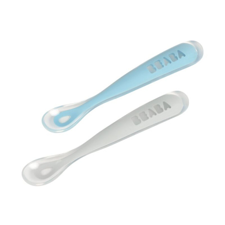 Beaba Набор эргономических ложек LOT 2 CUIL SIL 1R AGE BT - GREY/BLUE