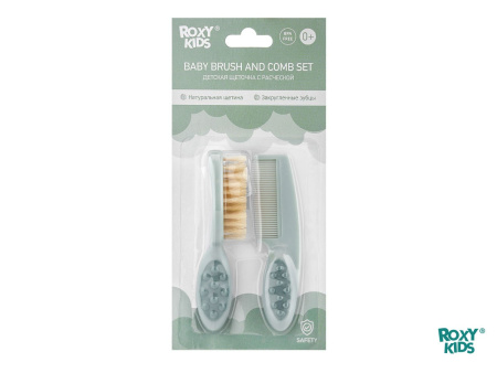 Roxy Kids Расческа и щеточка с натуральной щетиной - Серо-зеленый