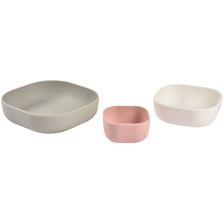 Beaba Набор из 3 детских тарелок, силикон BOLS SILICONE GIGOGNES - GPINK