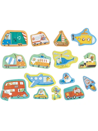 Hape детский пазл Транспорт 15 сборных картинок