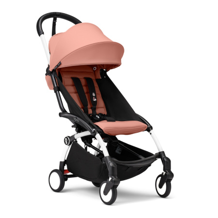 Stokke YOYO3 White Ginger белая рама и розовый прогулочный блок