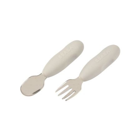 Beaba Набор из 2 столовых приборов из нержавеющей стали: LOT 2 PRE-COUVERTS INOX - V GREY
