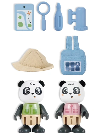 Hape Игровой набор Мини дом: Дружная семья панд Сэм и Пэм, 9 предметов