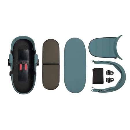 Stokke YOYO³ с чёрной рамой и бирюзовым текстилем Aqua