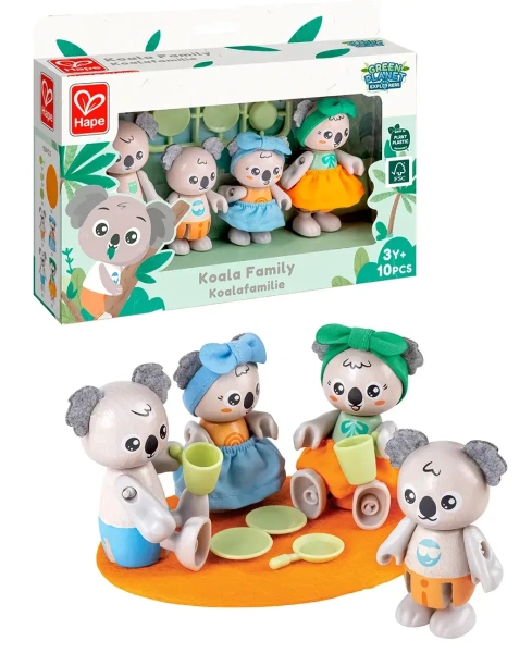 Hape Игрушки фигурки животных Семья коал, 12 предметов в наборе 