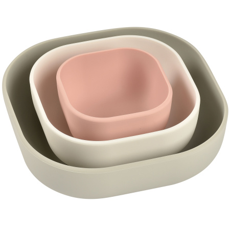 Beaba Набор из 3 детских тарелок, силикон BOLS SILICONE GIGOGNES - GPINK