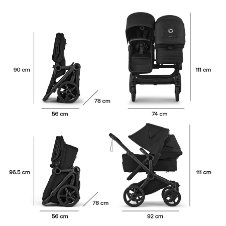 Bugaboo Коляска для погодок Donkey 6 Duo, BLACK/DESERT TAUPE MELANGE