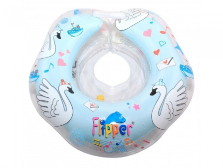 Roxy Kids Надувной круг на шею для купания малышей Flipper музыкальный Лебединое озеро 0+ - Голубой