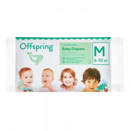 Offspring подгузники, Travel pack M 6-10 кг. 3 шт. 3 расцветки