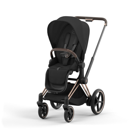 Cybex Детская коляска Priam IV Rosegold 2-в-1 Sepia Black + спальный блок Lux Carry Cot