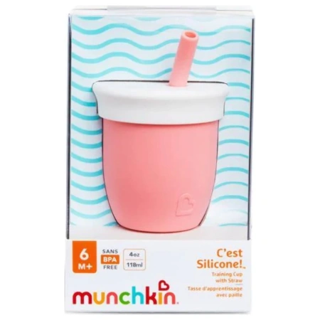 Munchkin Чашка-поильник C`est Silicone! 118 мл. с трубочкой силикон - Коралл