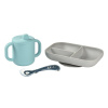 Beaba Набор посуды: тарелка, ложка, поильник COFFRET APPRENTISS SILIC - Blue