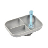 Beaba Набор посуды: тарелка, ложка SET REPAS SILICONE AVEC VENTOUSE - Grey
