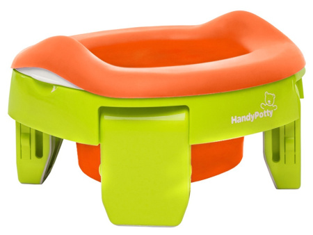 Roxy Kids Дорожный горшок HandyPotty 3-в-1 с многоразовой вкладкой - Зеленый/оранжевый